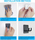 Adhesive Hooks, Bathroom Wall Towel Hooks, Black Stick Shower Razor Holder, Stainless Steel Door Hangers for Coat Loofah Robes Self Adhesive Organ...