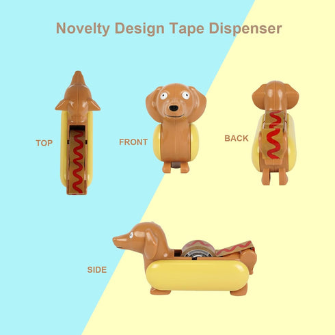 Animal Mini Tape Dispenser Hotdog Style, The Tastiest Way to Stick Things Together, Mini Animal Stationery for Home Office, Cute and Funny Desk Su...