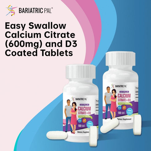 BariatricPal Easy Swallow Calcium Citrate (600mg) and D3 Coated Tablets (30-Day Supply)...