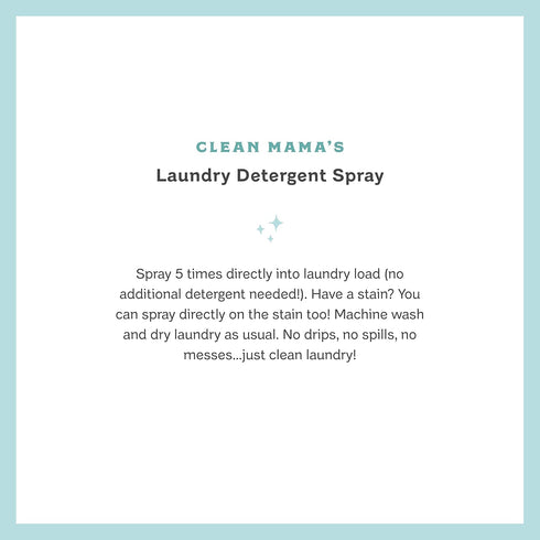 Clean Mama Laundry Detergent Spray & Pre-Treater - Natural Laundry Detergent Soap for Sensitive Skin - Eco-Friendly, HE Compatible - Unscented - 3...