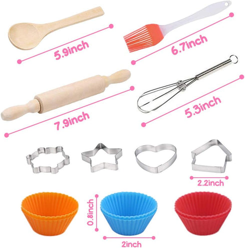 3 otters 27pcs Kids Chef Set, Kids Baking Sets with Apron Chef Hat Chef Costume Dress Up Chef Outfit for 2 3 4 5 6 7 8 Year Old Girls Stocking Stu...