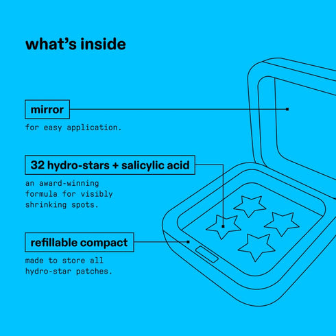 Starface Hydro-Star + Salicylic Acid Pimple Patches and Big Blue Compact, Helps Shrink and Soothe Deeper Spots, Cute Star Shape, Vegan, 32 count...