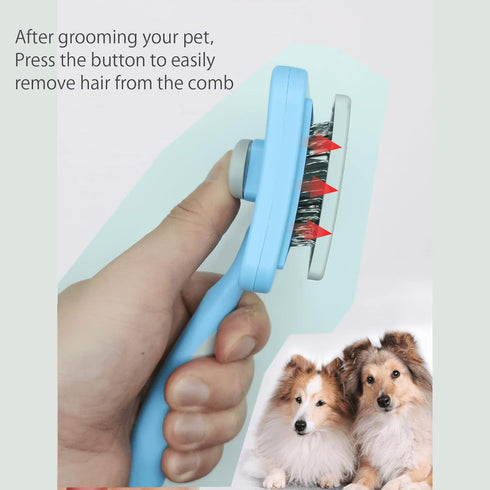 Grooming Brush For Cat And Dog, Self Cleaning Slicker Brushes For Pet? Pet Grooming Brush Can Gently Removes Loose Undercoat, Mats Tangled Hair Sl...