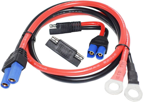 LIXINTIAN 10AWG Connector Cable, 1.3ft EC5 Female Plug to O Ring Terminal Cable, 5.9in EC5 Male to SAE Power Automotive Adapter Cable, with 1 SAE ...