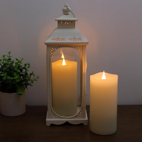 Battery Candles Flickering - Battery Operated Candles with Flickering Flame 3x5 inches, 1 Pack, Ivory, Real Wax, 3D Moving Wick, Mechanical Keypad...