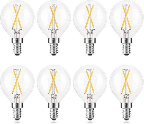 E12 LED Light Bulbs 25-Watt Equivalent (Dimmable), Warm White 2700K, 2W Vintage Clear G15/G50 Globe LED Bulb for Beside Lamp Ceiling Fan Pendant L...