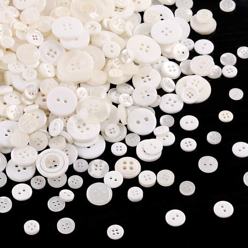 Swpeet 1000Pcs Christmas White Craft Buttons, 2 and 4 Holes White Round Craft Resin Sewing Buttons Suitable for Christmas Sewing Decorations, Art ...