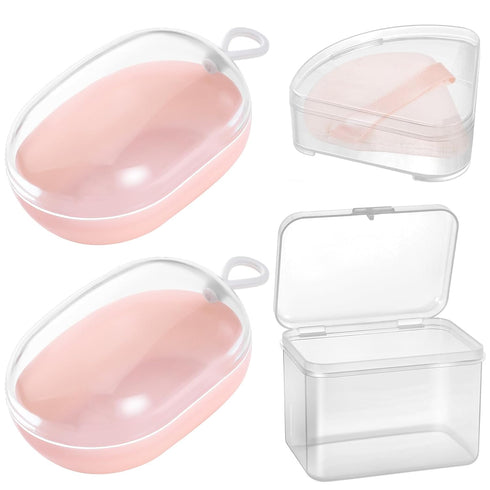 4 Pcs Makeup Sponge Holder Case, Beauty Blender Holder Cosmetic Egg Makeup Sponge Powder Puff Protective Container Storage Box for Travel (Transpa...