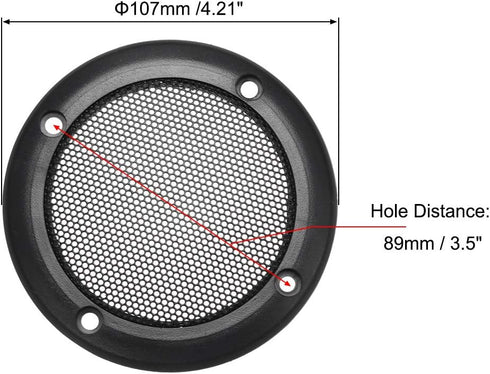 uxcell 4Pcs Speaker Grill Cover 3.5 Inch 107mm Mesh Decorative Circle Subwoofer Guard Protector Black...