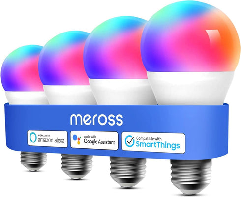 meross Smart Light Bulb, Smart WiFi LED Bulbs Works with Alexa, Google Home, Dimmable E26 Multicolor 2700K-6500K RGBWW, 810 Lumens 60W Equivalent,...