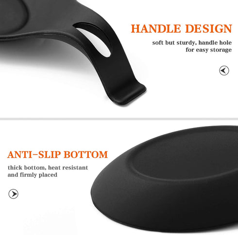 DOITOOL 2PCS Black Silicone Spoon Rests for Kitchen Counter Stove Top, Silicone Spoon Holder for Stove Top Countertop Spatula Ladle Spoon Utensil ...