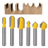 6PCS 1/4 Shank Carbide Rounf Nose Bit 90 Degree V-Groove Bit Suit 3D CNC Signmaking Lettering Engraving Router planing Head Wood Cutter Woodworkin...