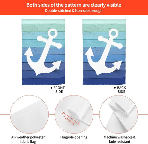 Nautical Funny Anchor Flag Double Sided Garden Flag 12×18in Inch House Flag Decorations For Outside Yard Home Holiday...