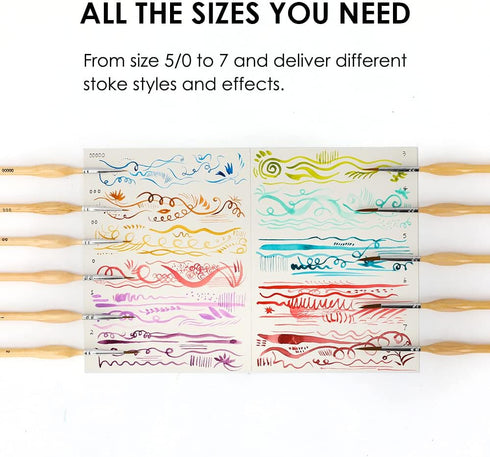 Paint Brush Set, Miniature Detail, 11 Pcs for Oil, Acrylic, Watercolor and Gouache, Nylon Hair Paint Brush With Natural Wood Handle, Great for Beg...