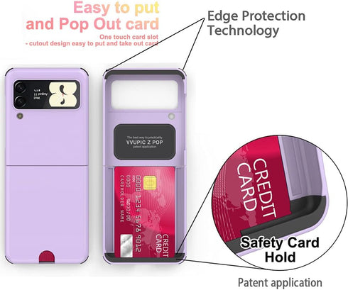 for Galaxy Z Flip 3 Case Cover Clear Card Slot Slim Hard Rugged TPU Edge Protective Case Z POP...