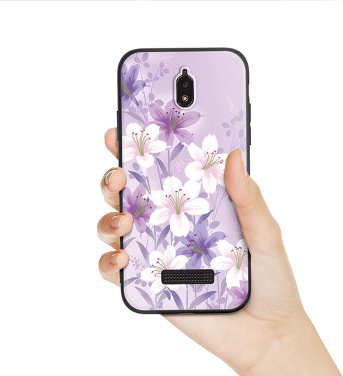 Phone Case for Blu view 2 with Lanyard Strap Girls Women Cute Slim Shockproof Protective Cover Case for Blu view 2/B130DL/B131DL - Purple Flower...