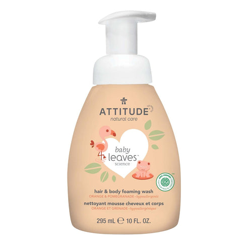 ATTITUDE 2-in-1 Hair and Body Foaming Baby Wash, EWG Verified Shampoo Soap, Dermatologically Tested, Made with Naturally Derived Ingredients, Vega...