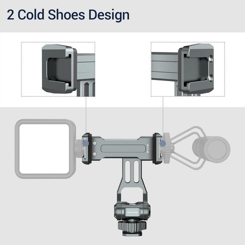 Phone Mount for Camera Hot Shoe, Aluminum Camera Hot Shoe Phone Holder with 2 Additional Cold Shoe Mounts, 360°Adjustable Phone Holder for iPhone ...