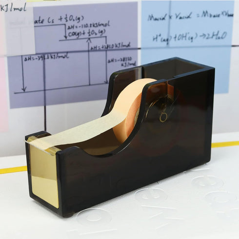 Acrylic Black Tape Dispenser Gold for Desk Masking Tape Cutter Holder 1-Inch Core Office Tape Dispenser...