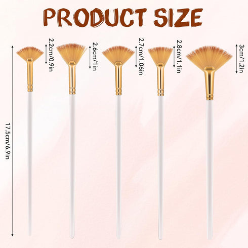 Giantree 5 Pcs Fan Paint Brushes Sets, Oil Acrylic Paint Brushes Wood Handle Nylon Hair Watercolor Fan Brush for Painting Brush for Acrylic Painti...
