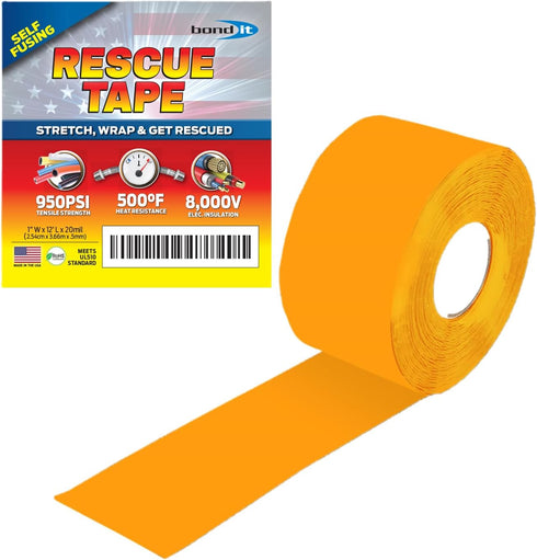 Rescue Tape, Self-Fusing Silicone Tape, Emergency Plumbing Pipe & Radiator Hose Repair, Electrical Insulation, Military Std, 1" x 12', Yellow...