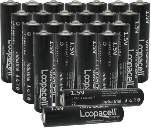 AAA Alkaline Industrial Batteries (Pack of 24) 1.5V - Includes Battery Organizer kit...