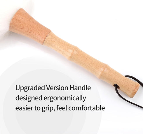 Feather Duster, Lambswool Duster for Cleaning,with Solid Wooden Handle,Leather Hang Strap,Anti-Static 14.9 inchs Washable Reusable Small Hand Dust...
