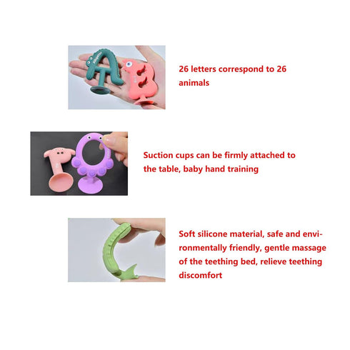 Baby Sensory Teether Toys?BRAVE Teething Toys for 6-12 Month olds?Silicone Alphabet Teether?Relief of Gum Pain...