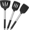 P&P CHEF Black Cooking Utensil Set of 3, Silicone Kitchen Utensils, Slotted & Solid Spatula Turners for Flipping Stir-Frying, Nonstick & Heat Proo...