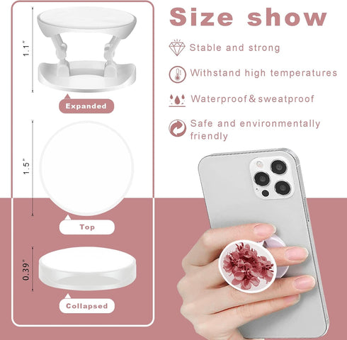 ULENDIS 30 Pieces Blank Sublimation Phone Holders Set, Collapsible Brackets with 30 Sublimation Aluminum Sheets, DIY Expanding Finger Stand for Sm...