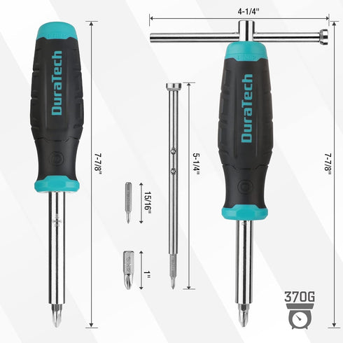 DURATECH Multi-bit Screwdriver Set, 18-in-1 Screwdriver with T-bar and Precision Screwdriver Stored in Shaft, Phillips/Slotted/Torx/Square, Profes...