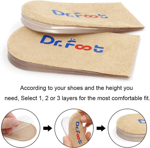 Dr.Foot Adjustable Orthopedic Heel Lift Inserts, Height Increase Insole for Leg Length Discrepancies, Heel Spurs, Heel Pain, Sports Injuries, and ...