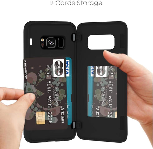 GOOSPERY Galaxy S8 Wallet Case with Card Holder, Protective Dual Layer Bumper Phone Case (Black)...