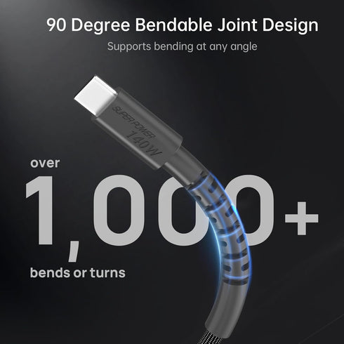 Cable 140W 240W Max Fast Charge & High-Speed Data USB C to C Cable, 5ft, 90° Bendable, Biodegradable Nylon, PD 3.1, Compatible with MacBook Pro, f...