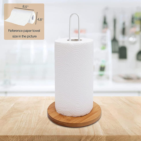 Wood Paper Towel Holder, Paper Towel Holder Countertop,Kitchen Towel Holder Free-Standing with Non-Slip Wooden Base(White)...