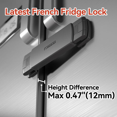 EUDEMON 2 Pack Latest French Fridge Lock French Door Refrigerator/Freezer Lock Apply to Max 3.54"(90mm) Two Door Gap Distance for Kids & Babies,Ea...