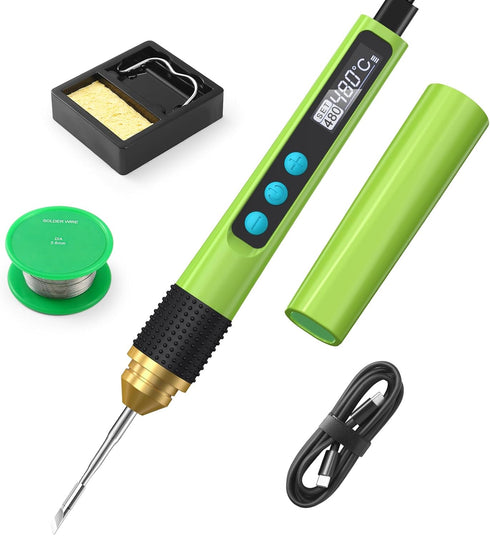 Soldering Iron Kit, Smart OLED Soldering Pen Kit, Mini Portable Solder Iron with Universal Solder Tip, Stand, Solder Wire, 356-896? 3S Fast Heatin...