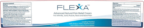 FLEXA Natural Relief Cream - Use on Muscles, Back, Neck, and Joints - with Arnica, Menthol, MSM, Ilex Leaf, and Tea Tree Oil - 3 Oz Jar...