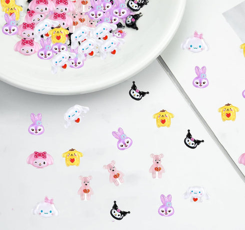 80PCS Kawaii Nail Charms 3D Slime Charms for Nail Art Decorations Supplies Flatback Resin Charms for Acrylic Nails Cute Cartoon Kitty DIY Nail Acc...