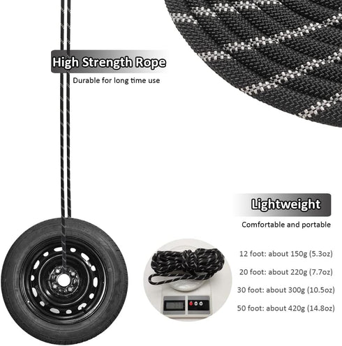 Reflective Long Slip Lead Dog Leash Anti-Choking 12FT/20FT/30FT/50FT Rope Training Leash for Medium Dogs Small Puppy Pets Black...