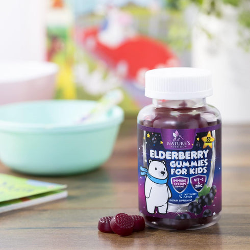 Sambucus Elderberry Immune Gummies for Kids with Vitamin C, Zinc & Elderberry, Daily Childrens Immune Support Vitamins Gummy Children Ages 2 Up, N...