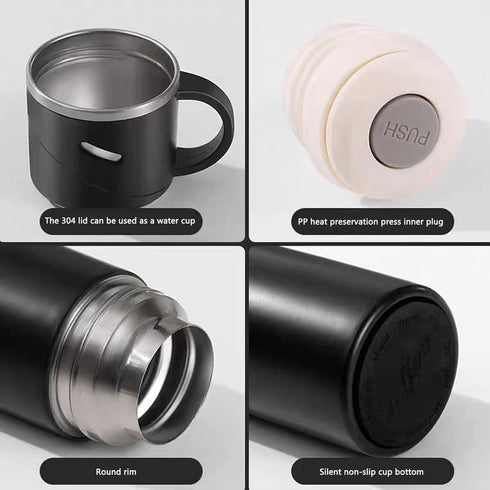 Insulated Water Bottle Travel Coffee Mug Stainless Steel Vacuum Flask Coffee Cups Water Flask for Hot and Cold Drinks 16.23 oz/480ml?Black?...