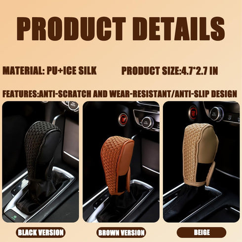 Car Gear Shifting Knob Cover, Anti-Slip Anti-Scratch Automotive Shift Knob Gear Handle Stick Protector Cover, Vehicle Interior Decoration Accessor...
