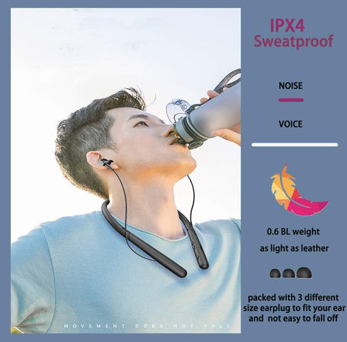 Bluetooth Headphones Wireless Neckband Bluetooth 5.0 Headset with 20 H Playtime, 10 mm Drivers, Magnetic Earbuds, Crystal-Clear Voice and Noise Ca...