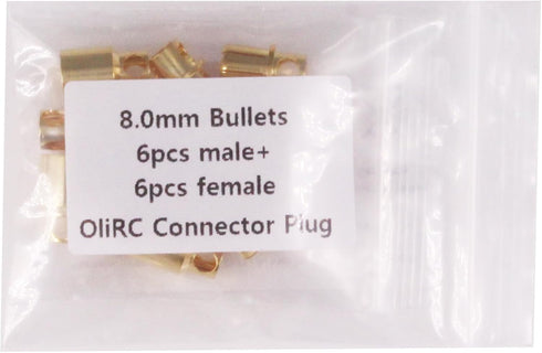 6pairs 8.0mm Gold Plated Male and Female Bullet Banana Connectors Plugs for DIY RC Battery ESC Motor(C168-6)...