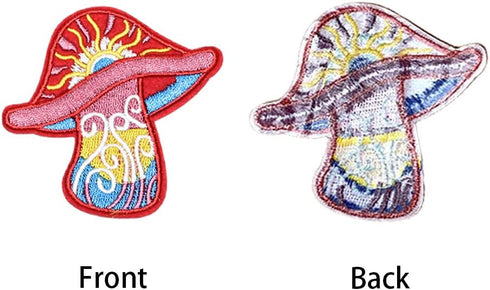 MagiDeal Mushroom Boho Hippie Retro Love Peace Weed Trance Embroidered Applique Iron-on Patch...