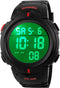Mens Women Digital Watch Big Dial Light LED Swim Waterproof Rubber Band Alarm Black LED Watches 50MM...
