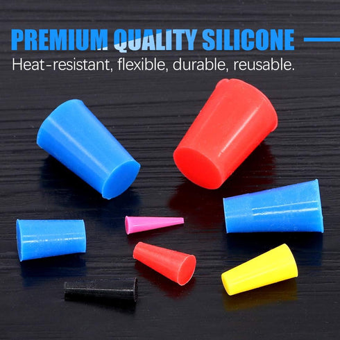 Glarks 50Pcs Silicone Rubber Tapered Plug Assortment Kit for Masking Off Holes During Powder Coating, Painting, Hydro Dipping, Media Blasting (50P...