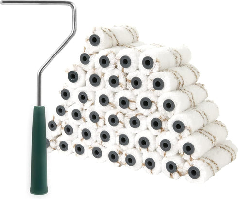 Mister Rui Microfiber Paint Roller Covers 4 Inch, 40 Pack Small Paint Roller Covers with Roller Frame Kit, Mini Paint Rollers for Painting Walls, ...
