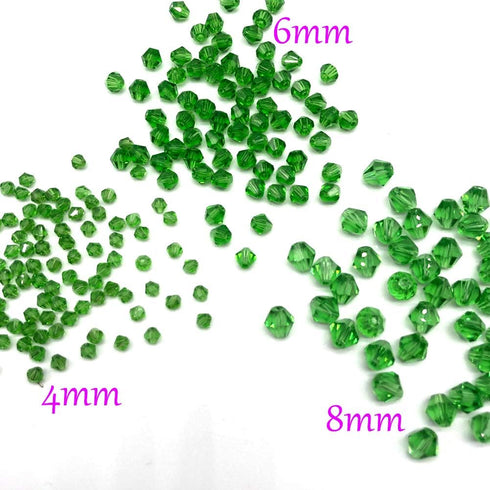 110 Pcs 8mm Moss Green Bicone Crystal Glass Beads for Jewelry Making...